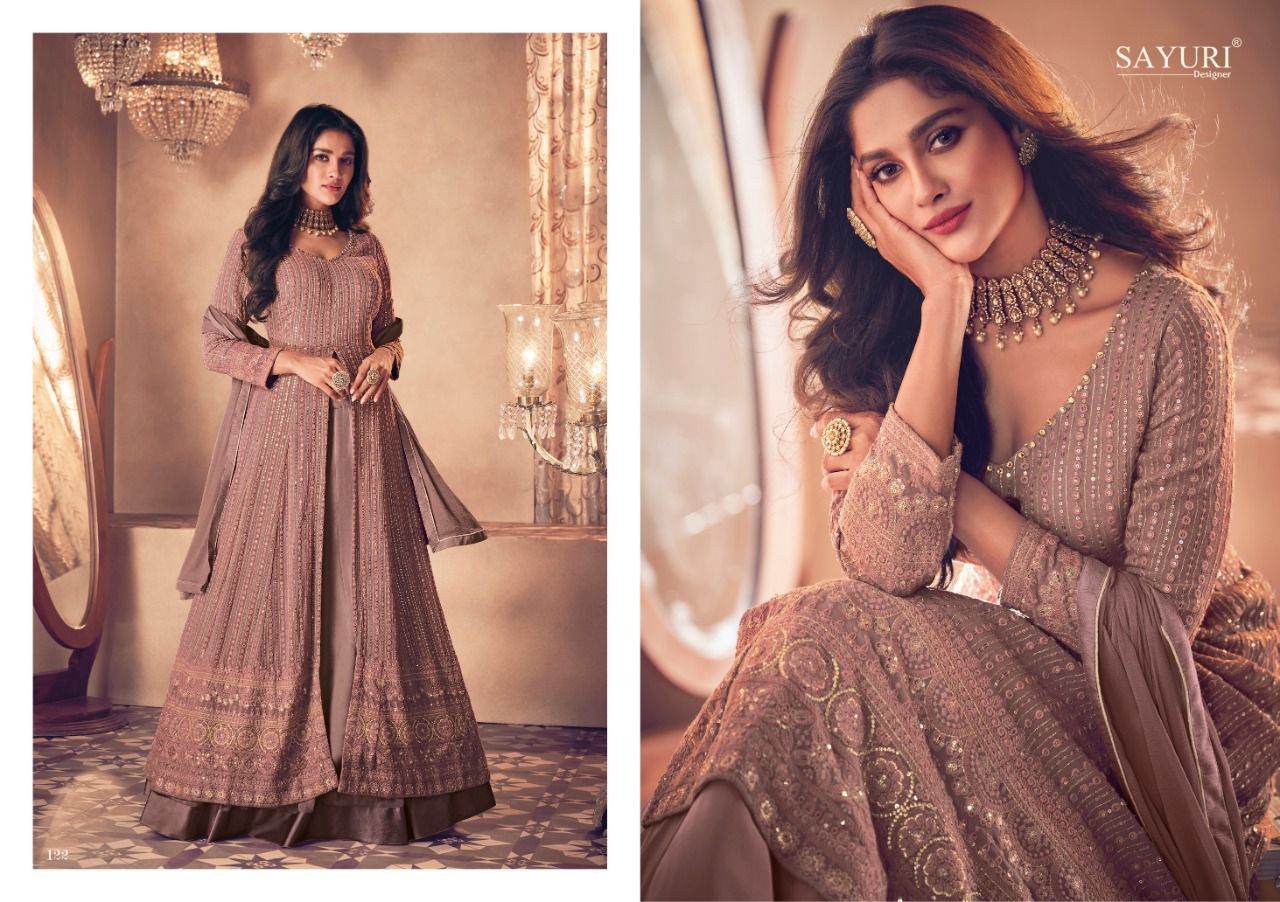 SAYURI NOOR GOLD Heavy Wedding Wear Real Georgette Long Latest Salwar Suit Collection